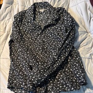 Express Men's Black and White Floral Dress Shirt